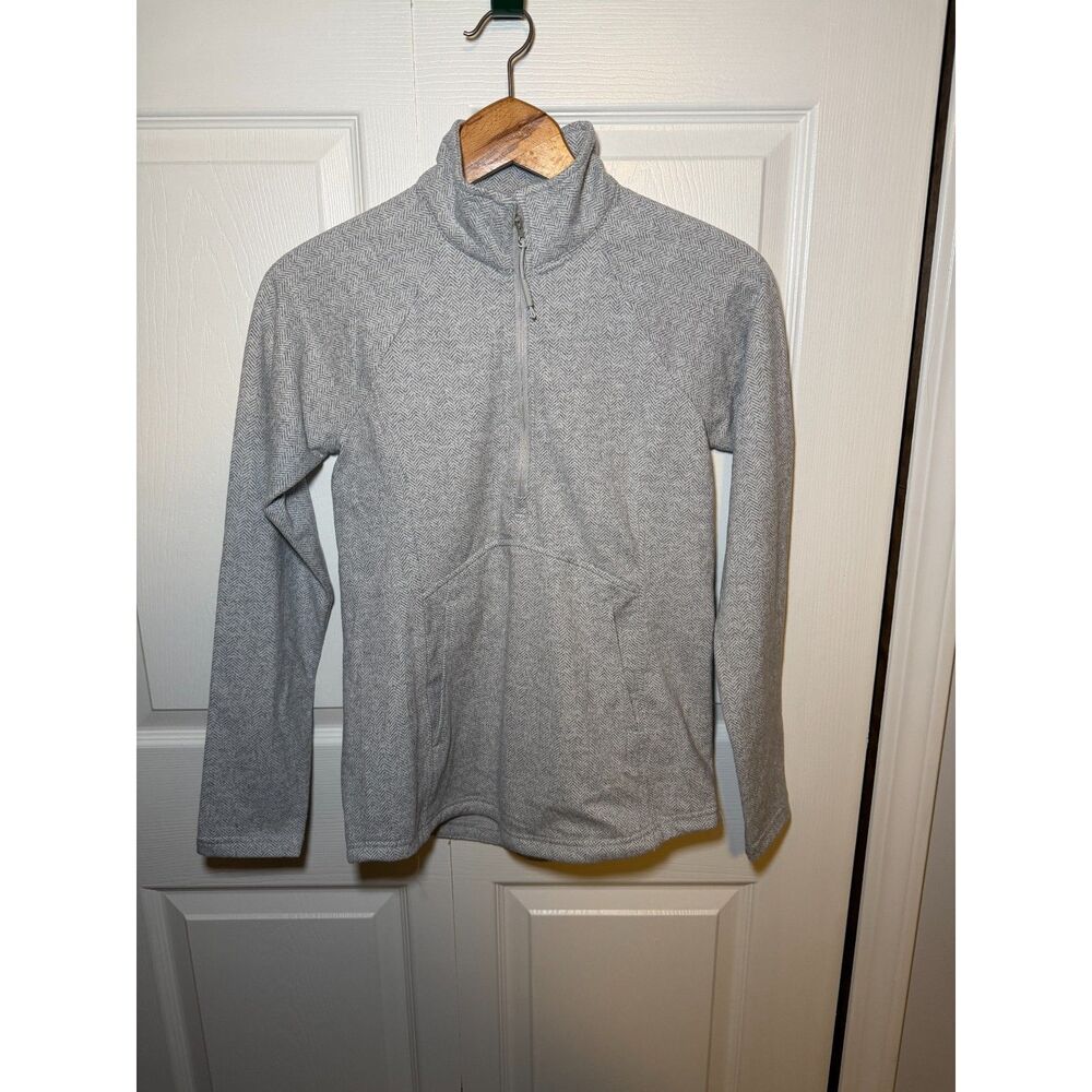 Kyodan Women's Small Gray Herringbone Quarter Zip Pullover Fleece Jacket